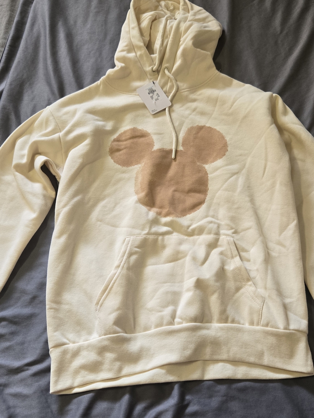 Primark Women's Disney Mickey Silhouette Hoodie Sweatshirt Womans XS Cream NEW